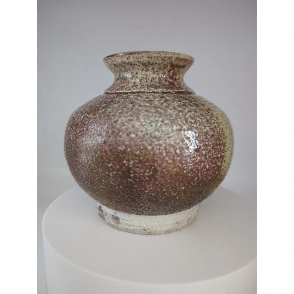 Steve Elgeson Studio Pottery Vase Signed 2004 Green Brown Glaze Hand Thrown Art